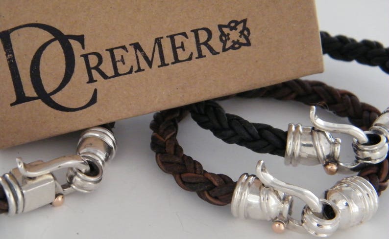 Unique bracelet For Men, Silver Leather Bracelet, Braided Leather Bracelet, Statement Leather Bracelet, Man Bangle Bracelet Artisan Jewelry image 9