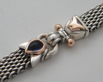Iolite Silver Bracelet, Interwoven Silver Bracelet, Artisan Jewelry, Silver Bracelet, Unique Bracelet For Men, Artisan Bracelet, Handcrafted