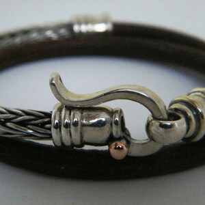 gifts for him, leather and SILVER braided BRACELET image 4