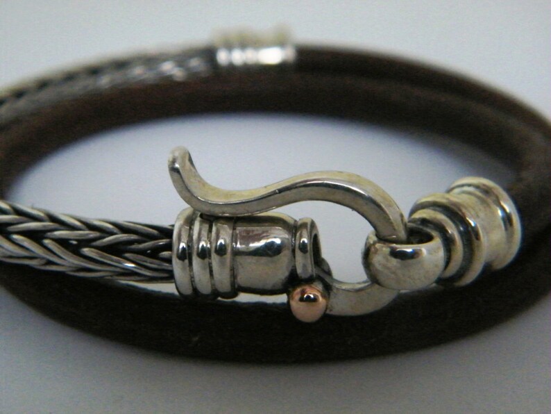 gifts for him, leather and SILVER braided BRACELET image 4