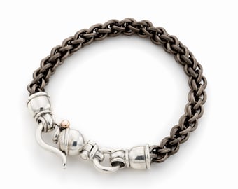 UNISEX TITANIUM  BRACELET, chain bracelet for men and women silver and gold lock