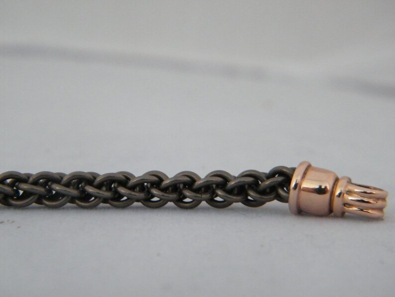 Titanium Necklace Chain Link With 9k Red Gold Clasp Etsy