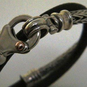 gifts for him, leather and SILVER braided BRACELET image 2