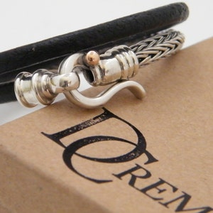gifts for him, leather and SILVER braided BRACELET image 3