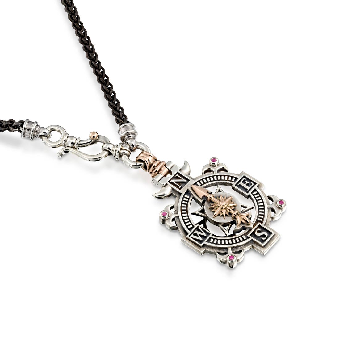 Solid Gold Compass Necklace Artisan Necklace Men's Etsy