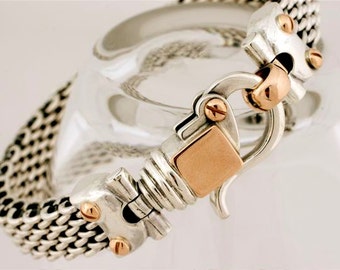Unique Bracelet For Men- Braided Silver Bracelet-Cool Men's Jewellery -  Unique Gift for Him- Boyfriend- Husband- Woven Bracelet,