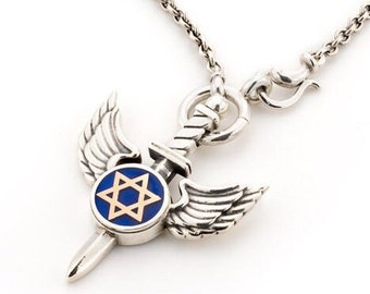 Star of David wings necklace - made in Israel