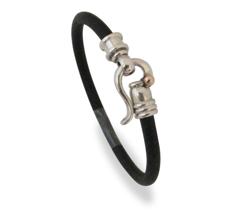 best man gift jewelry, Black Leather Bracelet image 2