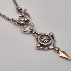 Gifts for her, Artisan Necklace, Statement Jewelry, Silver And Gold Pendant