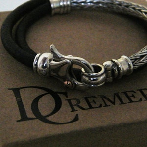 gifts for him, leather and SILVER braided BRACELET image 5