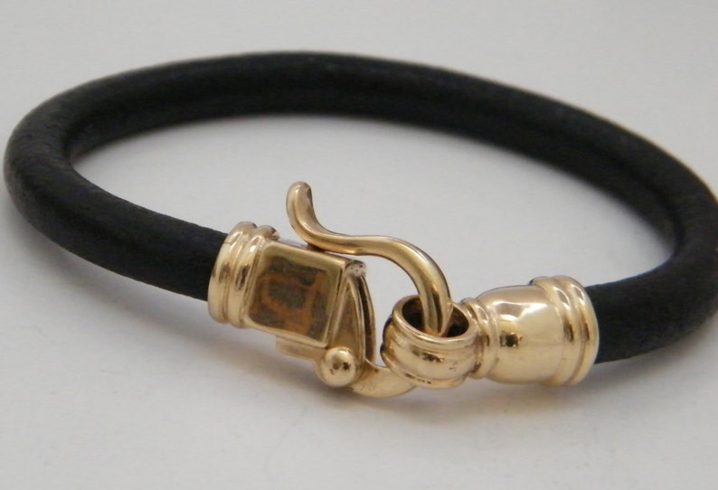Men's Leather Bracelet Gold and Leather Bracelet leather Etsy
