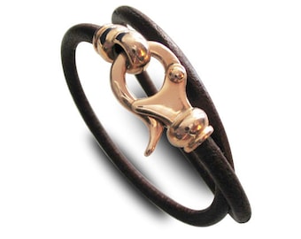 leather bracelet rose gold clasp