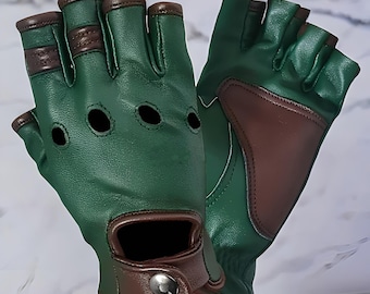 Stylish Half Finger Touring Genuine Leather Motorcycle Gloves, Genuine Leather, Winter Gloves, Driving Gloves, Fashion Gloves