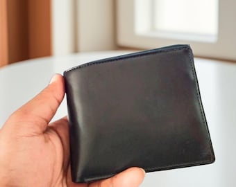 Portemonnee van echt leer dubbelgevouwen koeienhuid slanke portemonnee perfect cadeau voor bruidegom of echtgenoot