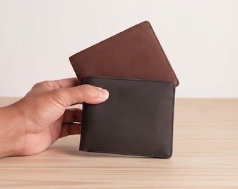 Genuine Cowhide Bifold Slim Card Holder Wallet for Men, Minimalist Vintage Leather Wallet
