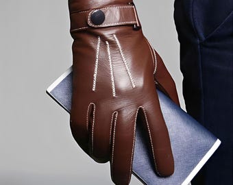 Guantes de piel de oveja de longitud completa y sofisticados, guantes de cuero, cuero genuino, guantes de invierno, guantes de conducir