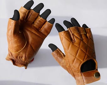 Devature lederen motorhandschoenen met halve vinger, maximale ventilatie, echt leer, winterhandschoenen, autohandschoenen, modieuze handschoenen