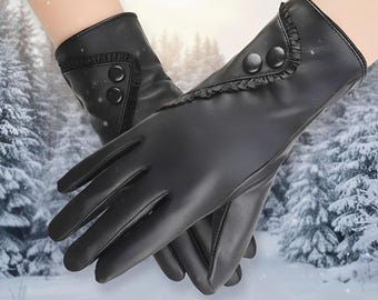 Elegante leren dameshandschoenen met touchscreen Premium warme winterwanten