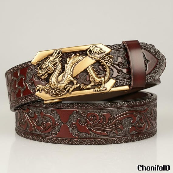 CUSTOM DRAGON BUCKLE with Leather Belt Amazon.com: DTSMEOIC DT Men main image 2