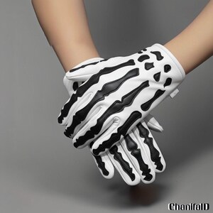 Gothic Vintage Skull Bone Leather Gloves Elegant and Bold Statement Accessory, Genuine Leather, Winter Gloves, Driving Gloves