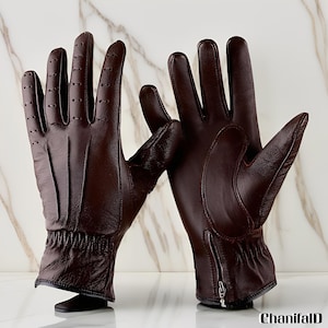 Classic Full Finger Leather Gloves – Perfect for Touring, Genuine Leather, Winter Gloves, Driving Gloves, Fashion Gloves