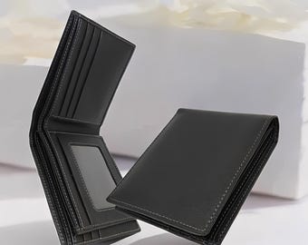 Echte leren korte portemonnee met 3D-reliëf voor heren Unieke rustieke Edc-portemonnee met textuur Jubileum