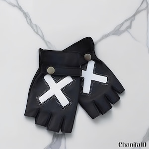 Half Finger Leather Gloves for Motorbike Riders X Style, Leather Gloves, Genuine Leather, Winter Gloves, Driving Gloves