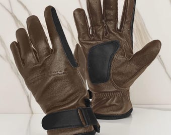 Hoffmann Gants de moto en cuir d'équitation de sécurité élégants, Gants en cuir, Cuir véritable, Gants d'hiver, Gants de conduite