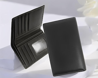 Lederen herenportemonnee Klassiek dubbelgevouwen Basic XR-model minimalistisch Edc Everyday Carry Gift