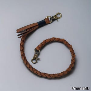 Handcrafted Wallet Strap with Braided Cowhide in Vintage Finish, Leather Strap, Bag Strap, Wallet Strap