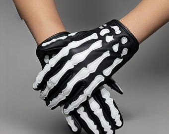 Gothic vintage schedelbeenleren handschoenen Elegant en gedurfd statementaccessoire, echt leer, winterhandschoenen, autohandschoenen