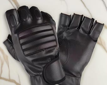 Gants d'équitation moto classiques en cuir noir, Cuir véritable, Gants d'hiver, Gants de conduite, Gants tendance