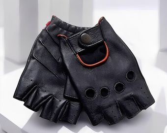 Half Finger Riding Gloves Genuine Leather Ventilation Holes and Compact Design,Genuine Leather,Winter Gloves,Driving Gloves,Fashion Gloves