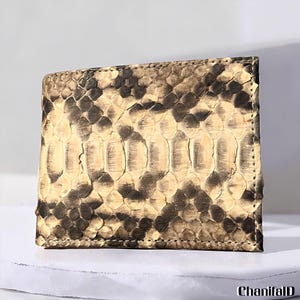 Genuine Python Skin Men&#39;s Wallet Classic and Comfortable Bi Fold Model,Python Skin Wallet,Snake Skin Wallet,Exotic Leather,Snake Wallet