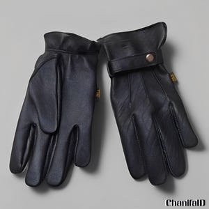 Classic Buckle Leather Biker Gloves for Men, Leather Gloves, Genuine Leather, Winter Gloves, Driving Gloves, Fashion Gloves
