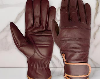 Men's Leather Motorcycle Gloves – Leather, Comfortable & Stylish, Genuine Leather, Winter Gloves, Driving Gloves, Fashion Gloves