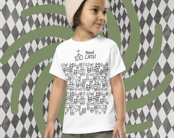 Toddler Cat Shirt • Quirky Cat Pattern Tee for Kids • Funny Kitty Toddler T-Shirt • Cute Cat Lover Gift for Toddlers (Sizes 2T - 5T)