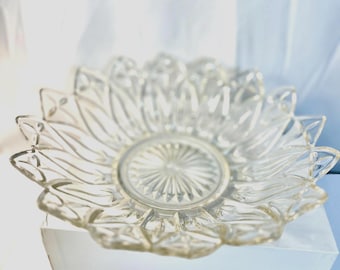 Vintage pressed Glass Floral Bowl Family owned since 1973