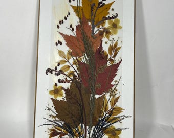 Art original de feuilles pressées Henni encadré Art mural botanique fait main au Canada