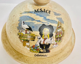 Vintage Alsace Obernai Ceramic Butter Dish Dome French Kitchen Decor