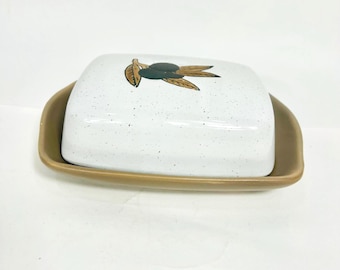 Farmhouse Ceramic Butter Dish with Olive Design Rustic Kitchen Decor