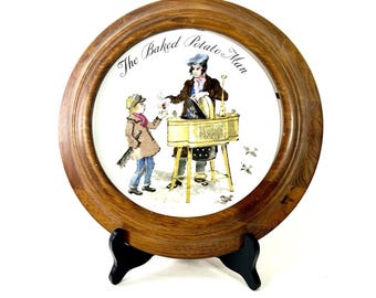 Assiette Wedgwood « L'Homme à la pomme de terre au four » de John Finnie, 1985, encadrée, Angleterre