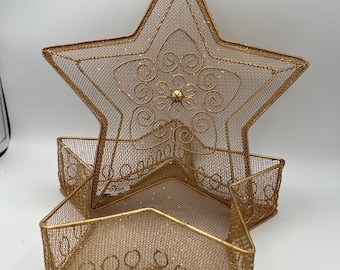 Gold Wire Star-Shaped Decorative Basket