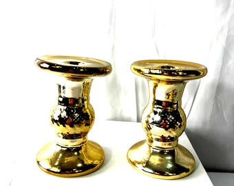 Pair of Vintage Brass Style Candle Holderd