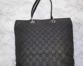 Gucci Black Denim Canvas GG Monogram Tote Bag