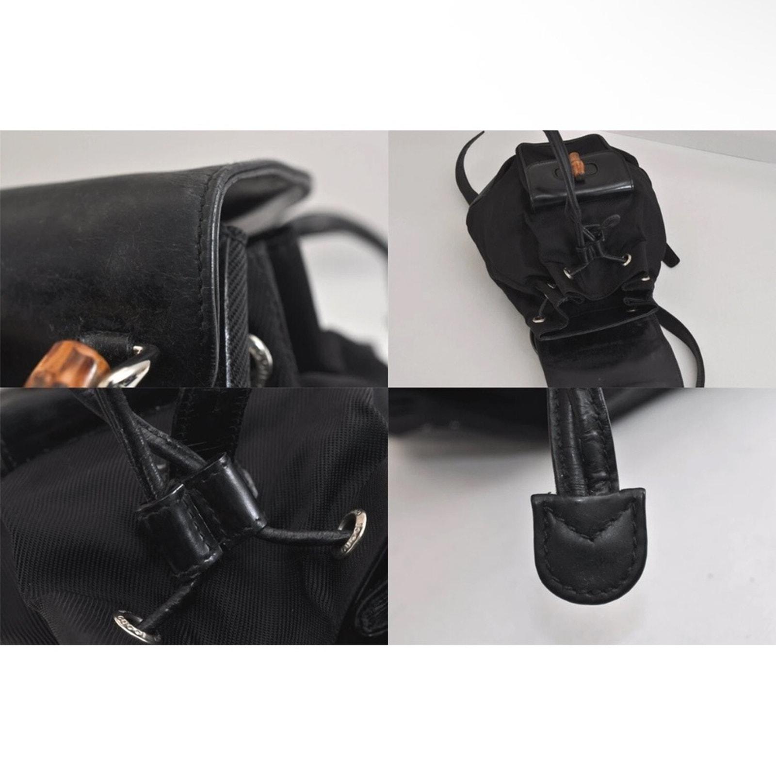 ♥️Gucci Black Leather Black Leather Backpack with Bamboo Handle♥️ NEW ARRIVAL: Vintage Gucci Leather Bamboo Backpack ?? main image 2