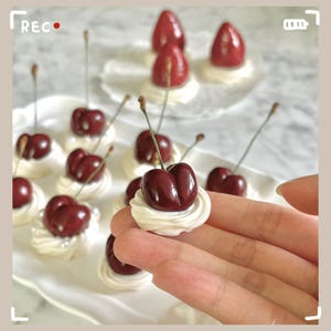 Cherry Fridge Magnet | Realistic Fake Food Magnet | Handmade Whipped Cream Dessert Decor| kawaii