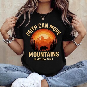 Faith Can Move Mountains Retro Sunset Bible Verse Christian, Bible verse Png, Retro Christian Bible Png, Faith Png, Trendy Christian Png
