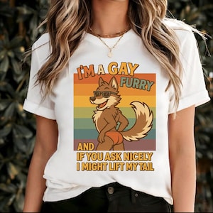 I&#39;m A Gay Furry Pride Month Gay LGBTQ Rainbow Fox Furry, Funny LGBTQ Rainbow Fox Sublimation Design, Pride Month Graphic Png, Digital File