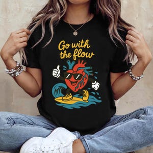 Go With The Flow Shirt, Nurse Shirt, Nurse Appreciation Gift, Cardiac Nurse Shirt, Valentines Cardiac Heart Shirt, Nurse Cardiology Shirt